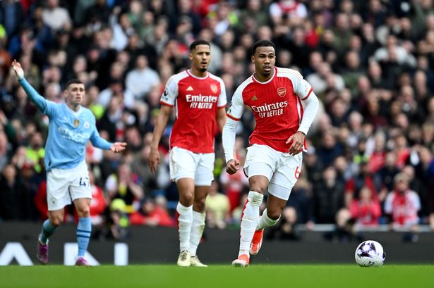 Gabriel Magalhaes was outstanding as Arsenal drew 0-0 with Manchester City at the Etihad Stadium. (Photo by Stuart MacFarlane/Arsenal FC via Getty Images)